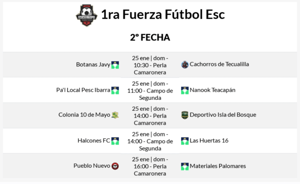La Primera Fuerza de Fútbol ya tiene agenda para la jornada dos en&nbsp;Escuinapa